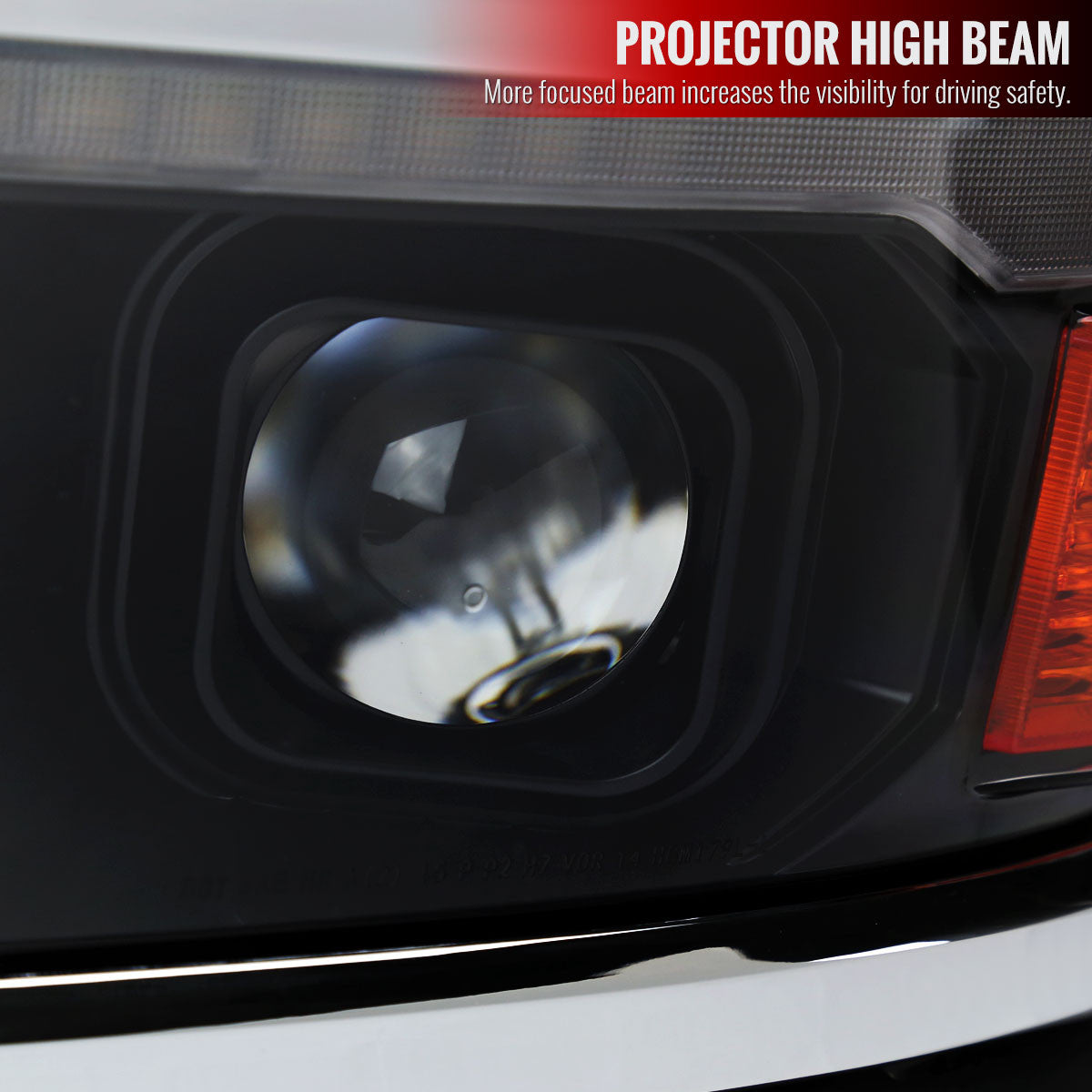 Spec-D Tuning - 2014-2015 Chevrolet Silverado 1500 Switchback Sequential LED Bar Projector Headlights (Matte Black Housing/Clear Lens/Chrome Trim) - 2LHP-SIV14JM-C-SQ-RS