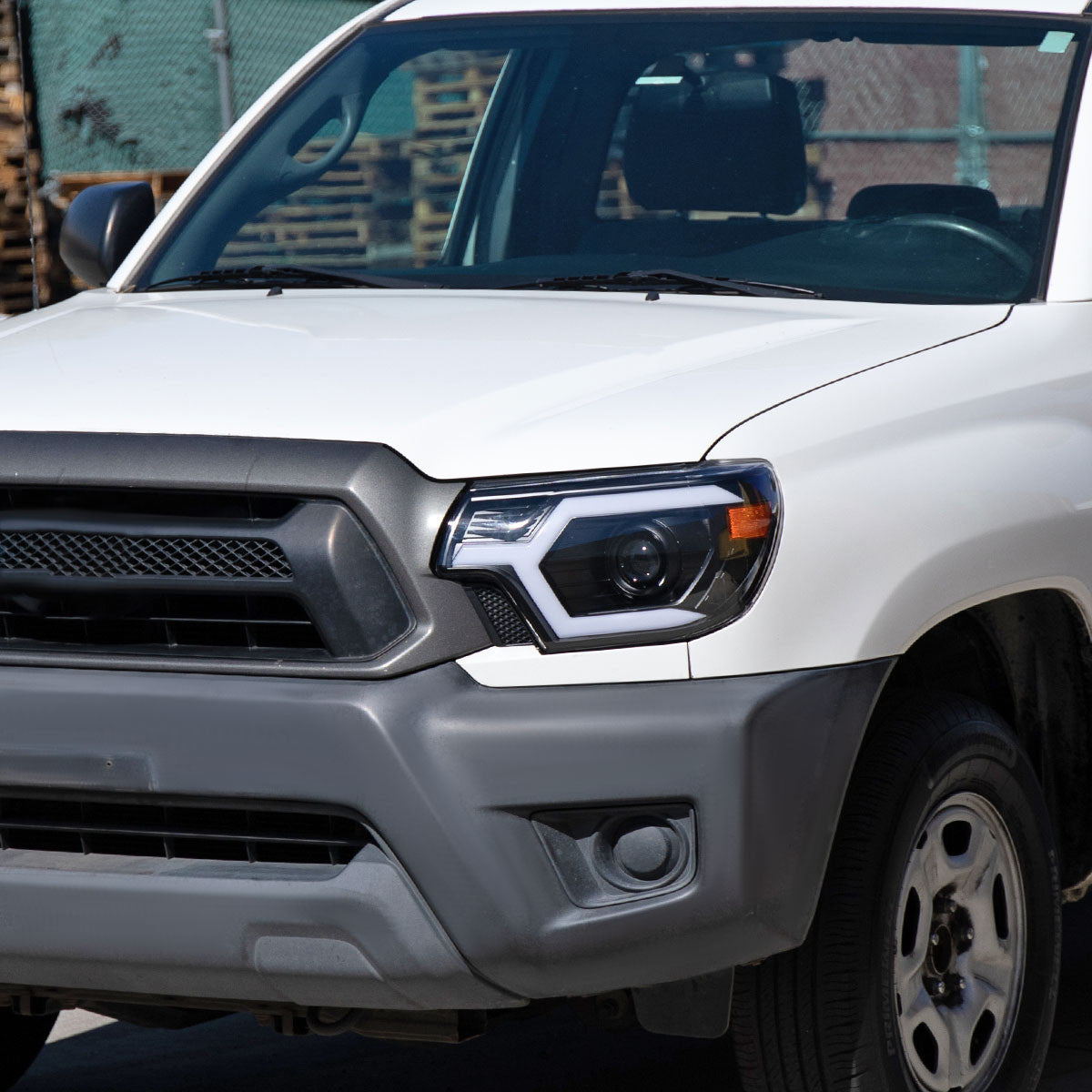 Spec-D Tuning - 2012-2015 Toyota Tacoma Switchback Sequential LED Bar Projector Headlights (Matte Black Housing/Clear Lens) - 2LHP-TAC12JM-SQ-RS