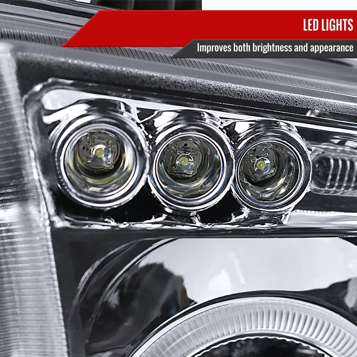 Spec-D Tuning - 2007-2013 Toyota Tundra/ 2008-2017 Sequoia Single Halo Projector Headlights (Chrome Housing/Clear Lens) - 2LHP-TUN07-TM