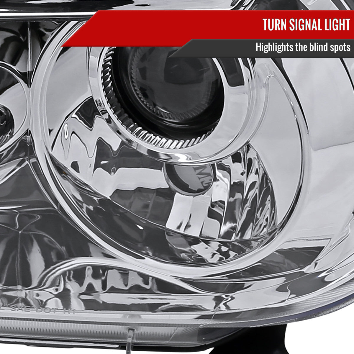 Spec-D Tuning - 2007-2013 Toyota Tundra/ 2008-2017 Sequoia Single Halo Projector Headlights (Chrome Housing/Clear Lens) - 2LHP-TUN07-TM