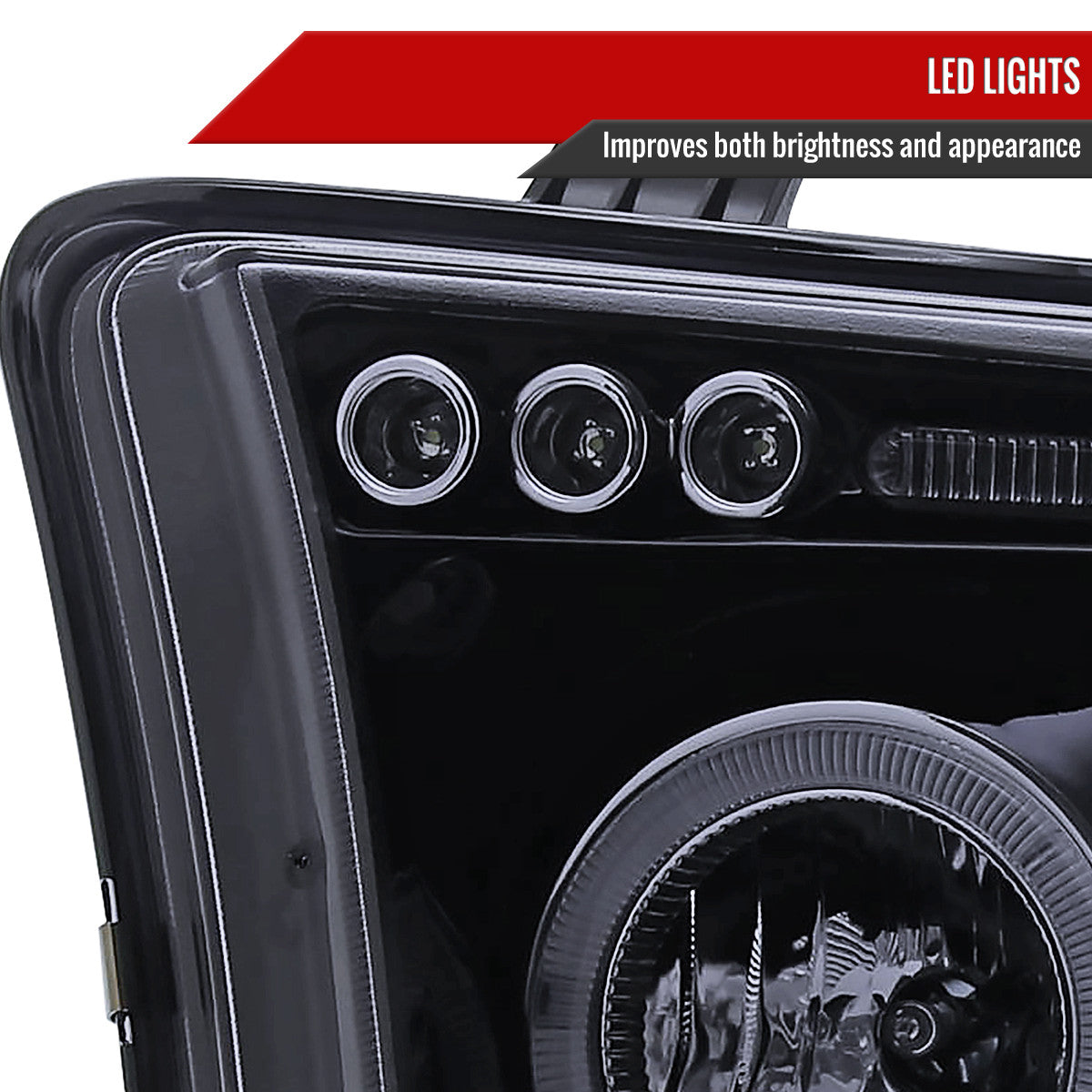 Spec-D Tuning - 2007-2013 Toyota Tundra/ 2008-2017 Sequoia Single Halo Projector Headlights (Glossy Black Housing/Smoked Lens) - 2LHP-TUN07G-TM