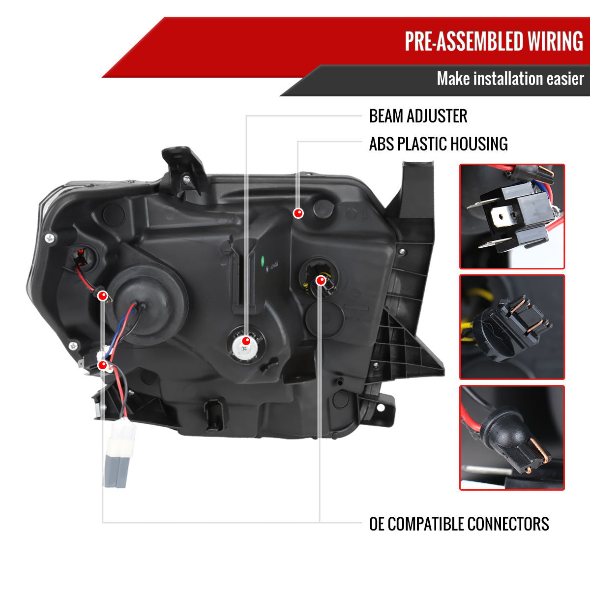 Spec-D Tuning - 2014-2021 Toyota Tundra Chrome Projector Headlights - 2LHP-TUN14-WJ