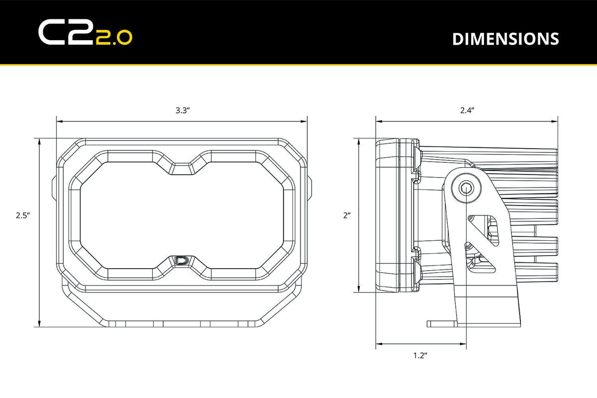 Diode Dynamics C2 2.0 Sport Yellow Combo/Driving Standard ABL (pair) - DD8094P