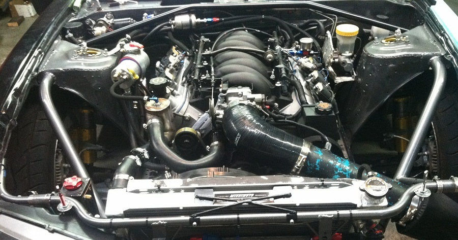 Mishimoto Universal Dual Pass Race Radiator 27x19x3 Inches Aluminum Radiator - MMRAD-DBP-26 by Mishimoto - detail view