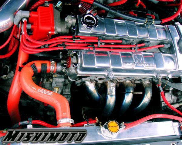 Mishimoto 90-93 Acura Integra Manual Aluminum Radiator - MMRAD-INT-90 for 1990-1993 Acura Integra - angle view