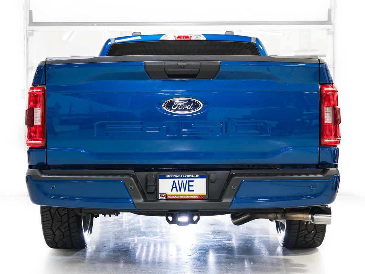 AWE 21-25 Ford F150 (14th Gen Reg Cab) Cat-Back Exhaust - 4.5in Dual Side Exit Diamond Black Tips - 3015-33145