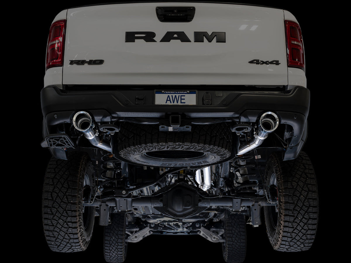 AWE Tuning 2025+ RAM 1500 RHO 3.0 I6 TT 0FG Dual Rear Exit Catback Exhaust - Chrome Silver Tips - 3015-32630