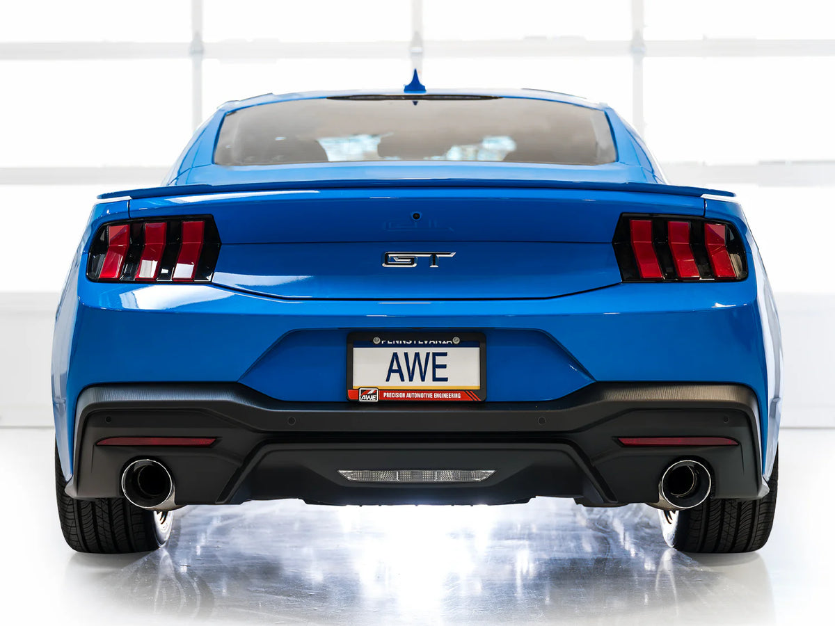AWE 2024 Ford Mustang GT Fastback S650 RWD Track Edition Catback Exhaust w/ Dual Chrome Silver Tips - 3020-32650