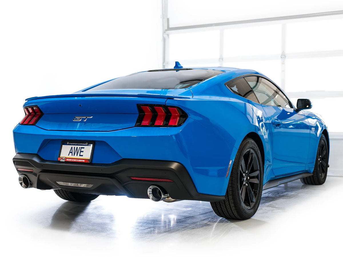 AWE 2024 Ford Mustang GT Fastback S650 RWD Track Edition Catback Exhaust w/ Dual Chrome Silver Tips - 3020-32650