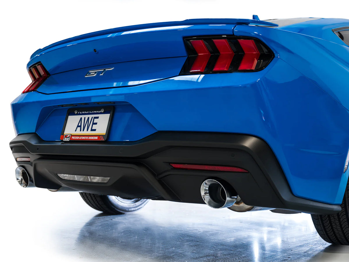AWE 2024 Ford Mustang GT Fastback S650 RWD Track Edition Catback Exhaust w/ Dual Chrome Silver Tips - 3020-32650