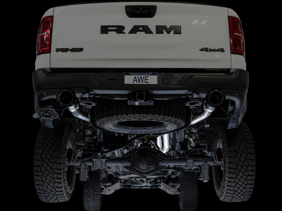 AWE Tuning 2025+ RAM 1500 RHO 3.0 I6 TT 0FG Dual Rear Exit Catback Exhaust - Diamond Black Tips - 3015-33630