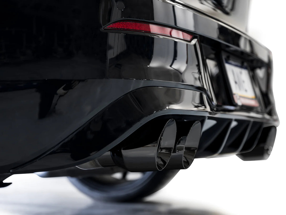 AWE MK8 Volkswagen Golf R 3in Touring Edition Quad Exhaust - Diamond Black Tips - 3015-43658