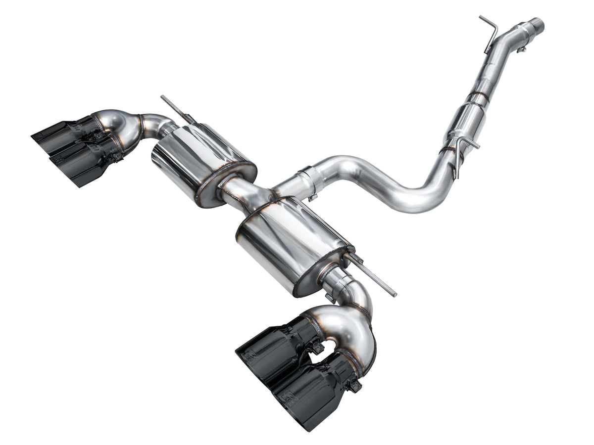 AWE MK8 Volkswagen Golf R 3in Touring Edition Quad Exhaust - Diamond Black Tips - 3015-43658
