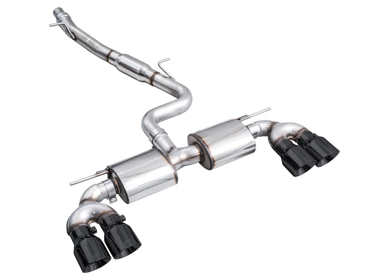 AWE MK8 Volkswagen Golf R 3in Touring Edition Quad Exhaust - Diamond Black Tips - 3015-43658