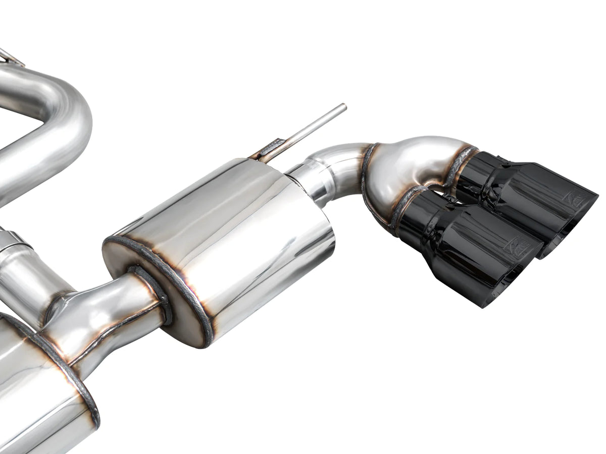 AWE MK8 Volkswagen Golf R 3in Touring Edition Quad Exhaust - Diamond Black Tips - 3015-43658
