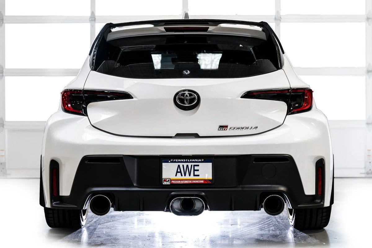 AWE 23-24 Toyota GR Corolla Track Edition Catback Exhaust - Chrome Silver Tips - 3020-52472
