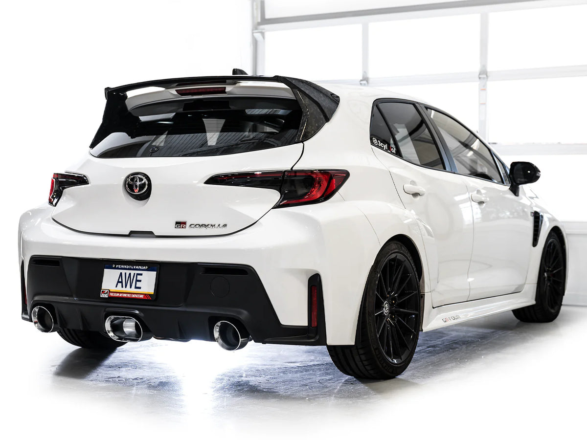 AWE 23-24 Toyota GR Corolla Track Edition Catback Exhaust - Chrome Silver Tips - 3020-52472