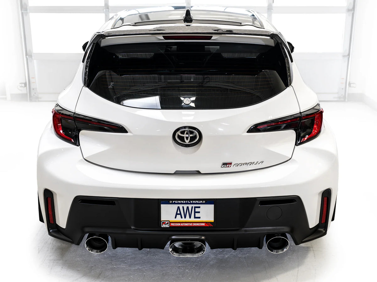 AWE 23-24 Toyota GR Corolla Track Edition Catback Exhaust - Chrome Silver Tips - 3020-52472