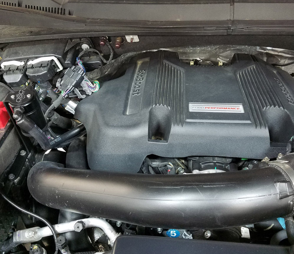 J&L 2011-2025 Ford F-150 2.7L/3.5L/5.0L Passenger Side Oil Separator 3.0 - Black Anodized - 3016P-B