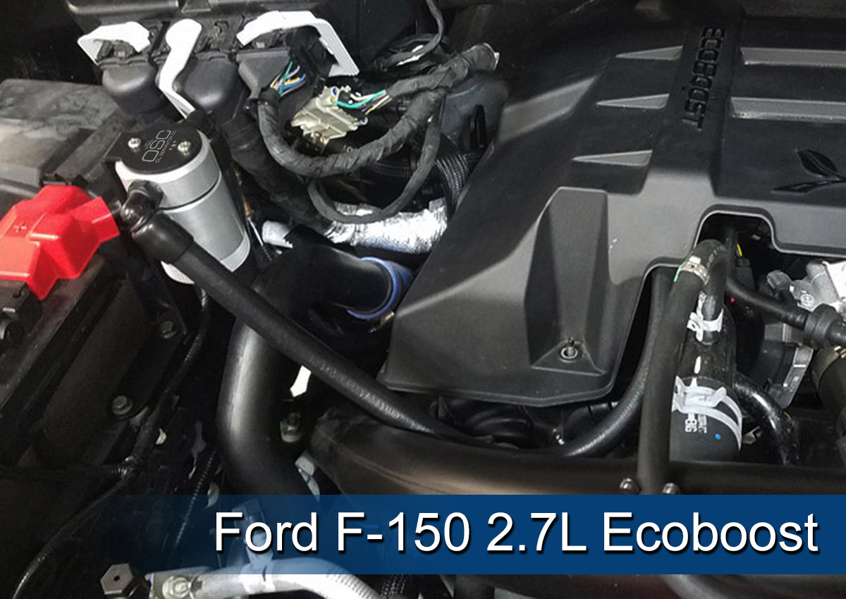 J&L 2011-2025 Ford F-150 2.7L/3.5L/5.0L Passenger Side Oil Separator 3.0 - Clear Anodized - 3016P-C