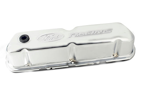 Ford Performance - Ford Racing Embossed Logo Stamped Steel Valve Covers Chrome - 302-070