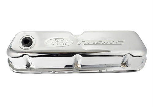Ford Performance - Ford Racing Embossed Logo Stamped Steel Valve Covers Chrome - 302-070