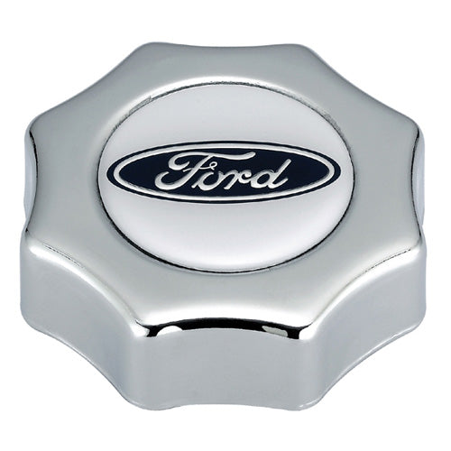Ford Performance - Ford Oval Logo Oil Fill Cap: Screw in Type; Chrome Finish - 302-230