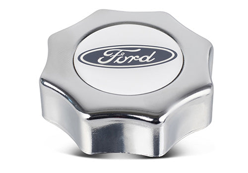 Ford Performance - Ford Oval Logo Oil Fill Cap: Screw in Type; Chrome Finish - 302-230