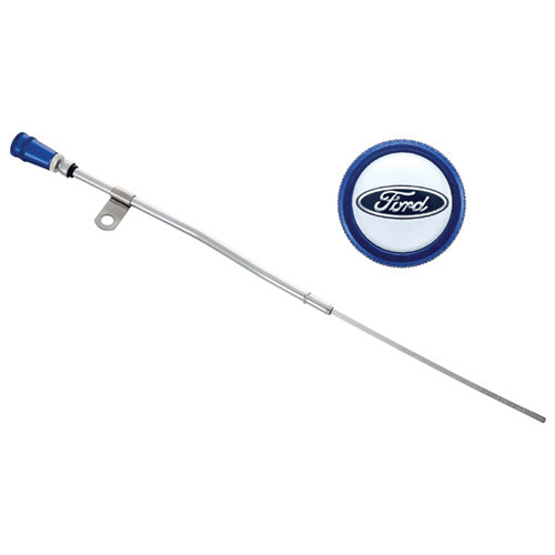 Ford Performance - Dipstick Kit: Aluminum Anodized Handle, Embossed Ford Logo - 302-400