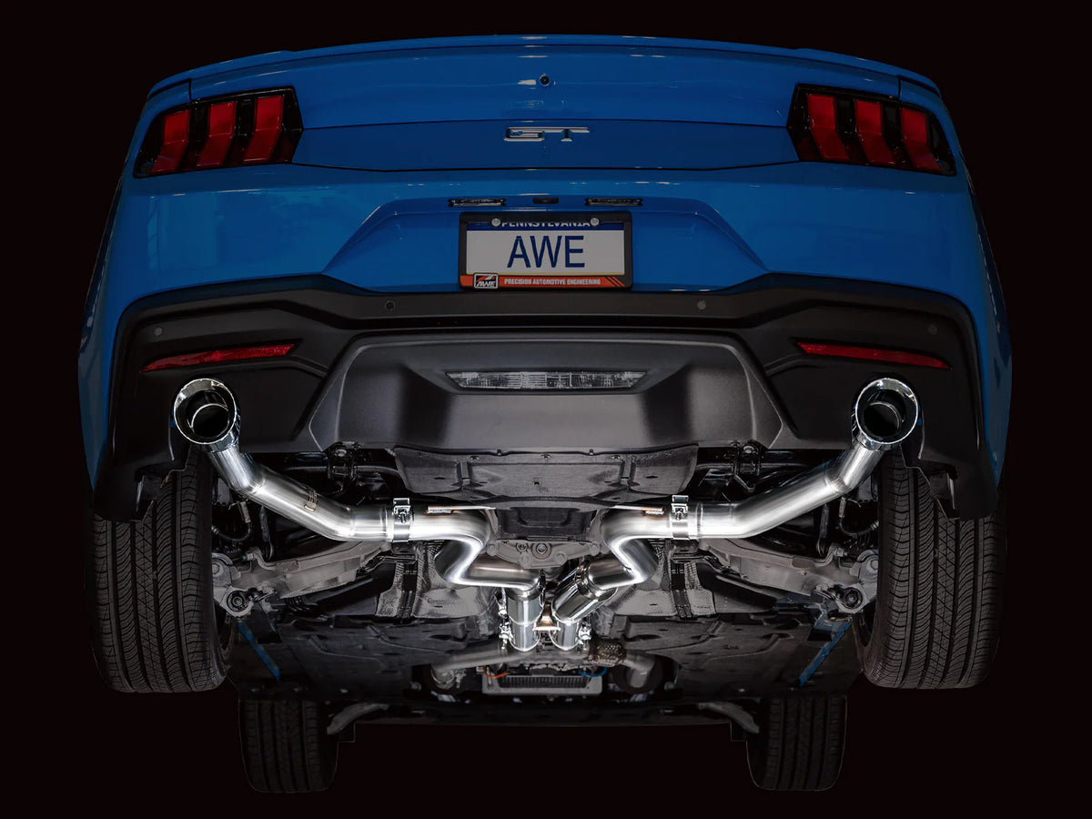 AWE 2024 Ford Mustang GT Fastback S650 RWD Track Edition Catback Exhaust w/ Dual Chrome Silver Tips - 3020-32650