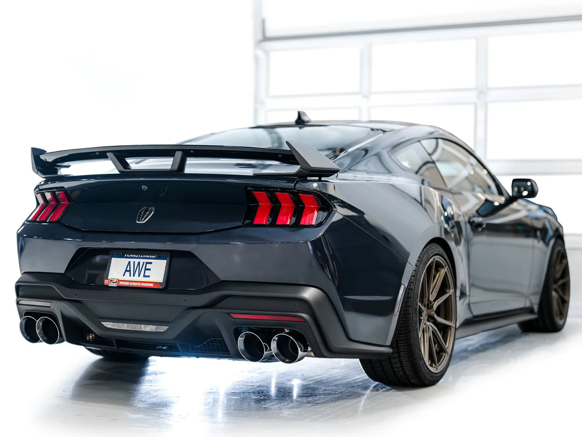 AWE 2024 Ford Mustang Dark Horse S650 RWD Track Edition Catback Exhaust w/ Quad Chrome Silver Tips - 3020-42375