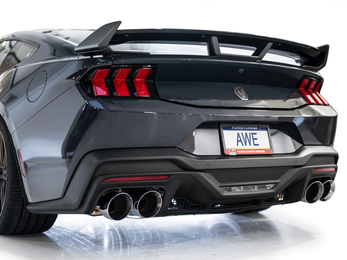 AWE 2024 Ford Mustang Dark Horse S650 RWD SwitchPath Catback Exhaust w/ Quad Chrome Silver Tips - 3025-42375