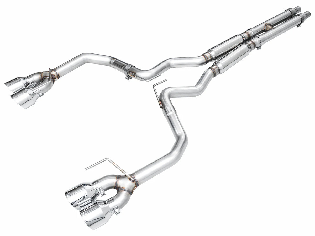 AWE 2024 Ford Mustang Dark Horse S650 RWD Track Edition Catback Exhaust w/ Quad Chrome Silver Tips - 3020-42375