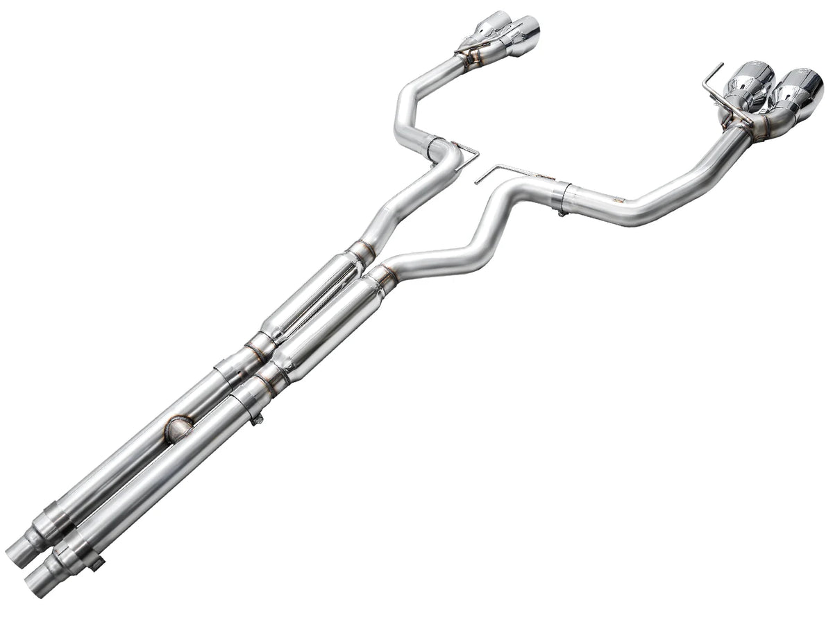AWE 2024 Ford Mustang Dark Horse S650 RWD Track Edition Catback Exhaust w/ Quad Chrome Silver Tips - 3020-42375