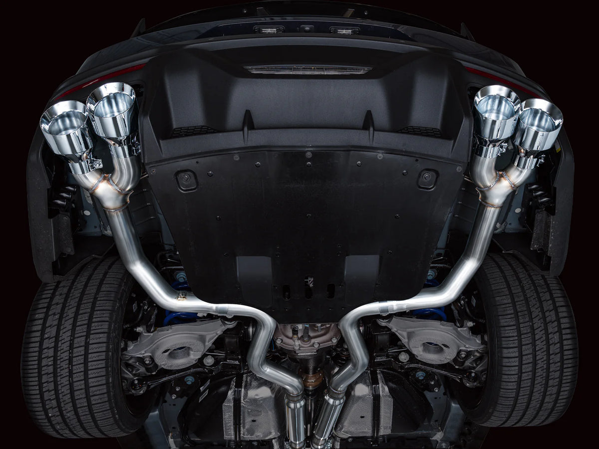 AWE 2024 Ford Mustang Dark Horse S650 RWD Track Edition Catback Exhaust w/ Quad Chrome Silver Tips - 3020-42375