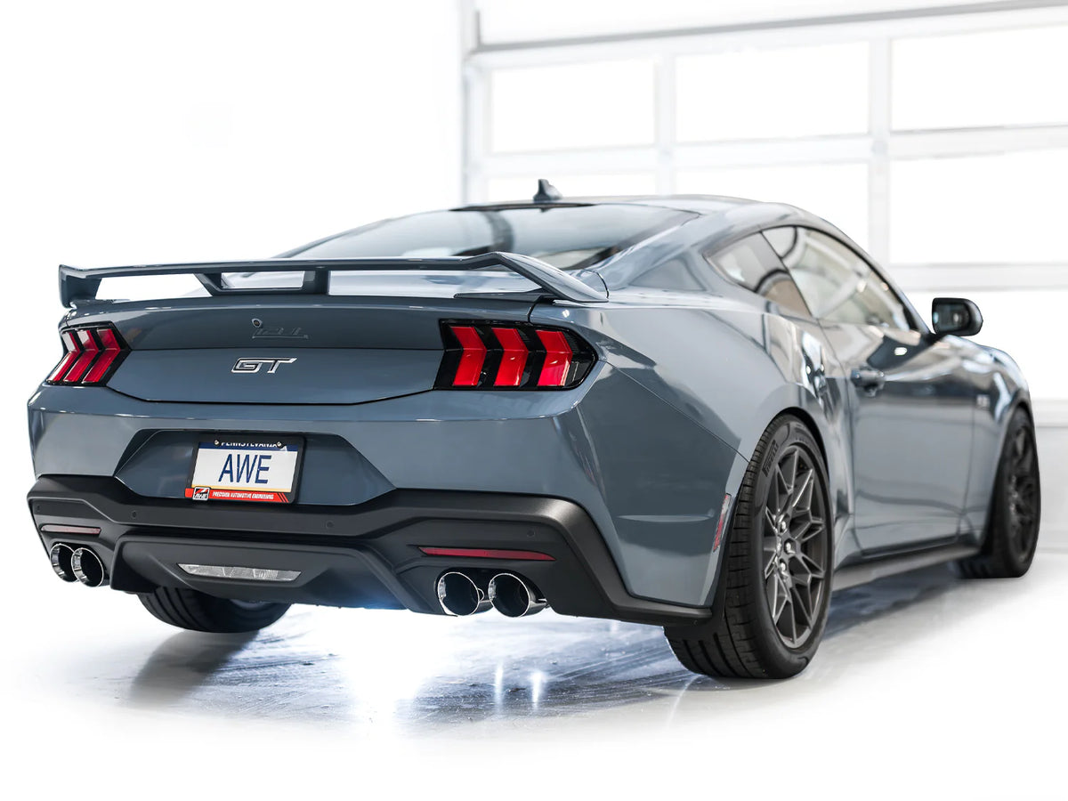 AWE 2024 Ford Mustang GT Fastback S650 RWD Track Edition Catback Exhaust w/ Quad Chrome Silver Tips - 3020-42650
