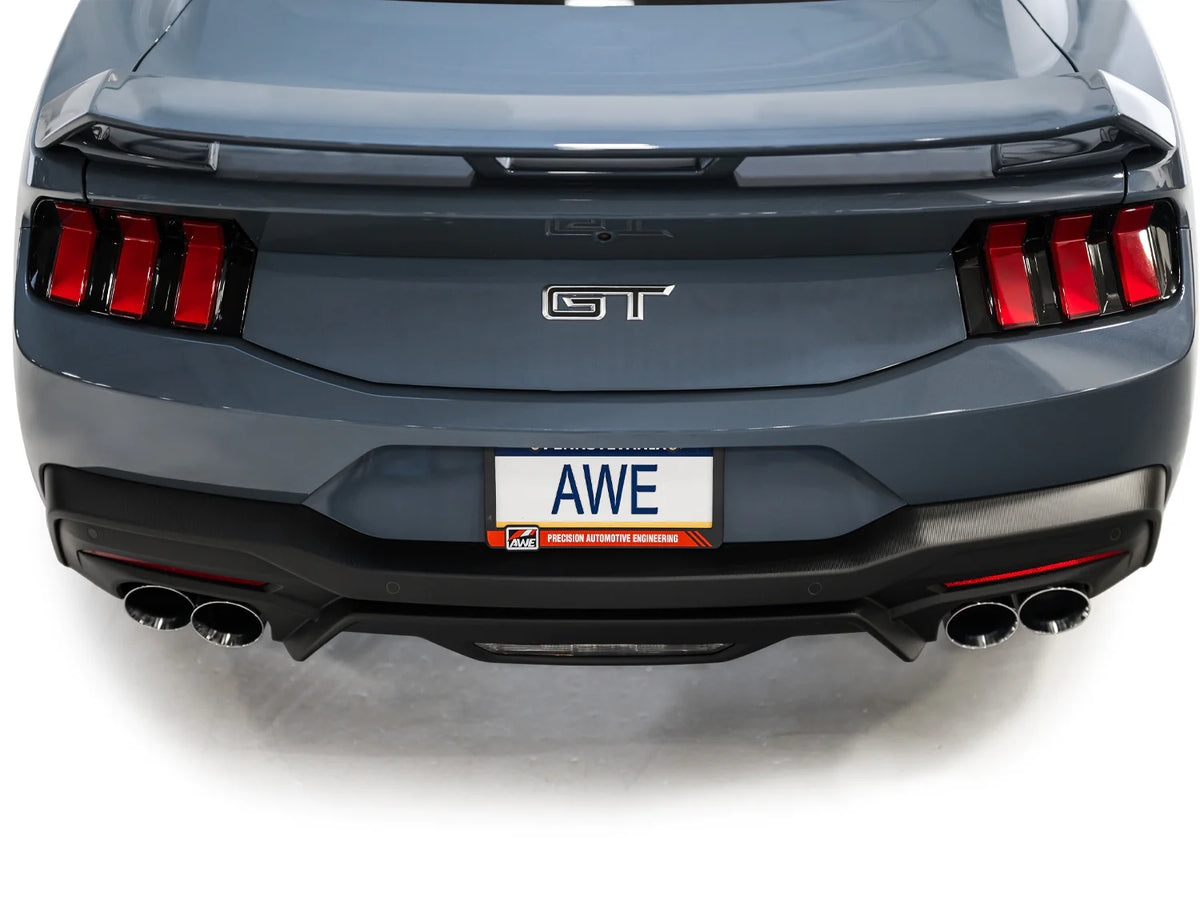 AWE 2024 Ford Mustang GT Fastback S650 RWD Track Edition Catback Exhaust w/ Quad Chrome Silver Tips - 3020-42650