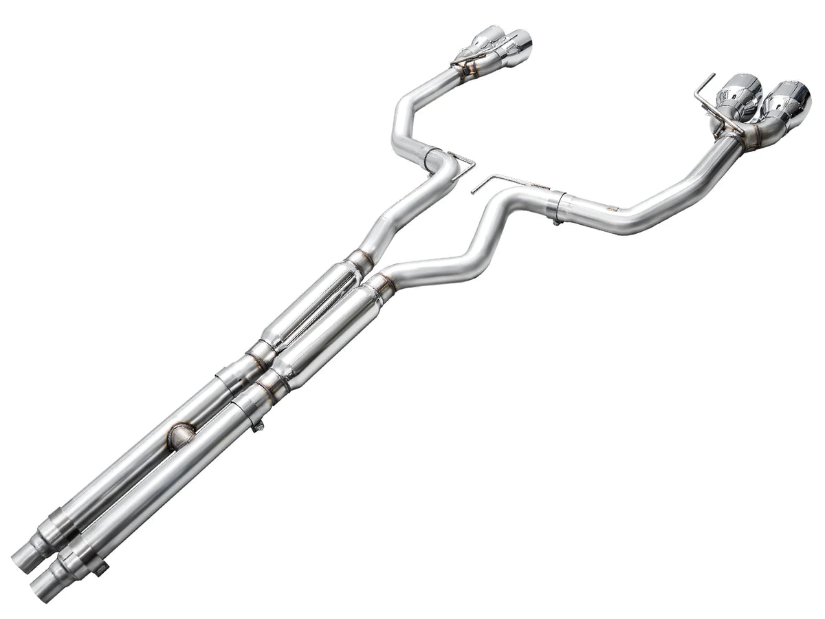 AWE 2024 Ford Mustang GT Fastback S650 RWD Track Edition Catback Exhaust w/ Quad Chrome Silver Tips - 3020-42650