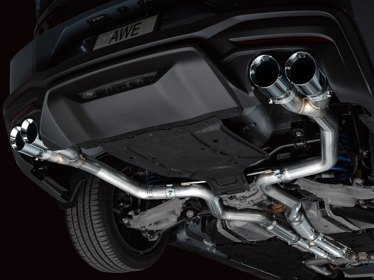 AWE 2024 Ford Mustang GT Fastback S650 RWD Track Edition Catback Exhaust w/ Quad Chrome Silver Tips - 3020-42650