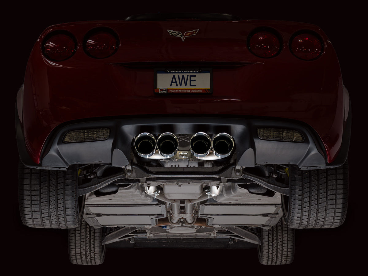 AWE Tuning 05-07 C6 Chevrolet Corvette 6.0L Track Edition Axleback Exhaust w/ Chrome Silver Tips - 3020-42660 for 2005-2008 C