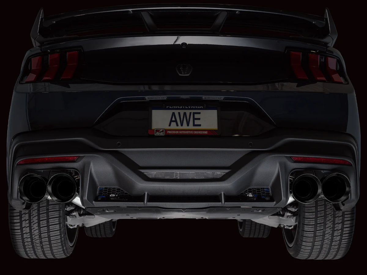 AWE 2024 Ford Mustang Dark Horse S650 RWD Track Edition Catback Exhaust w/ Quad Diamond Black Tips - 3020-43375