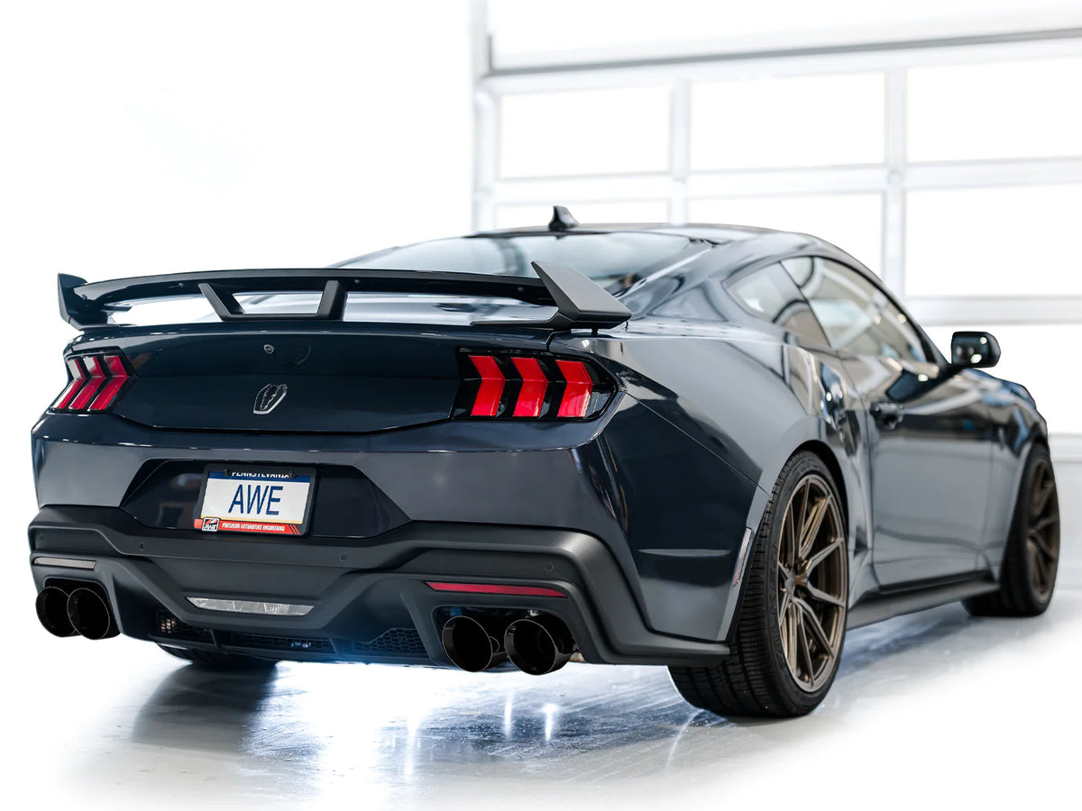 AWE 2024 Ford Mustang Dark Horse S650 RWD Track Edition Catback Exhaust w/ Quad Diamond Black Tips - 3020-43375