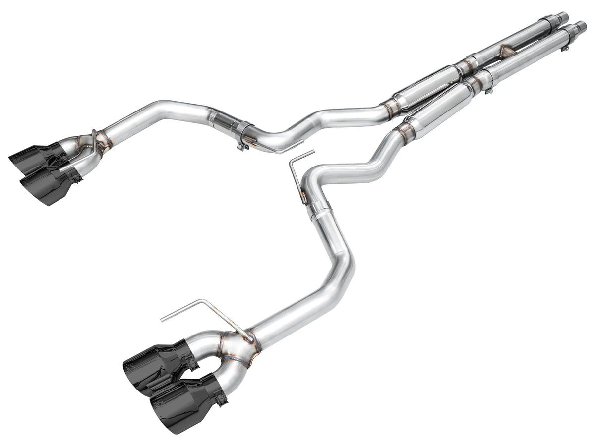 AWE 2024 Ford Mustang Dark Horse S650 RWD Track Edition Catback Exhaust w/ Quad Diamond Black Tips - 3020-43375