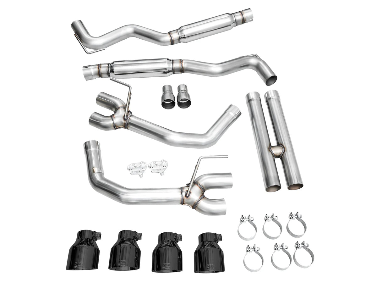 AWE 2024 Ford Mustang Dark Horse S650 RWD Track Edition Catback Exhaust w/ Quad Diamond Black Tips - 3020-43375