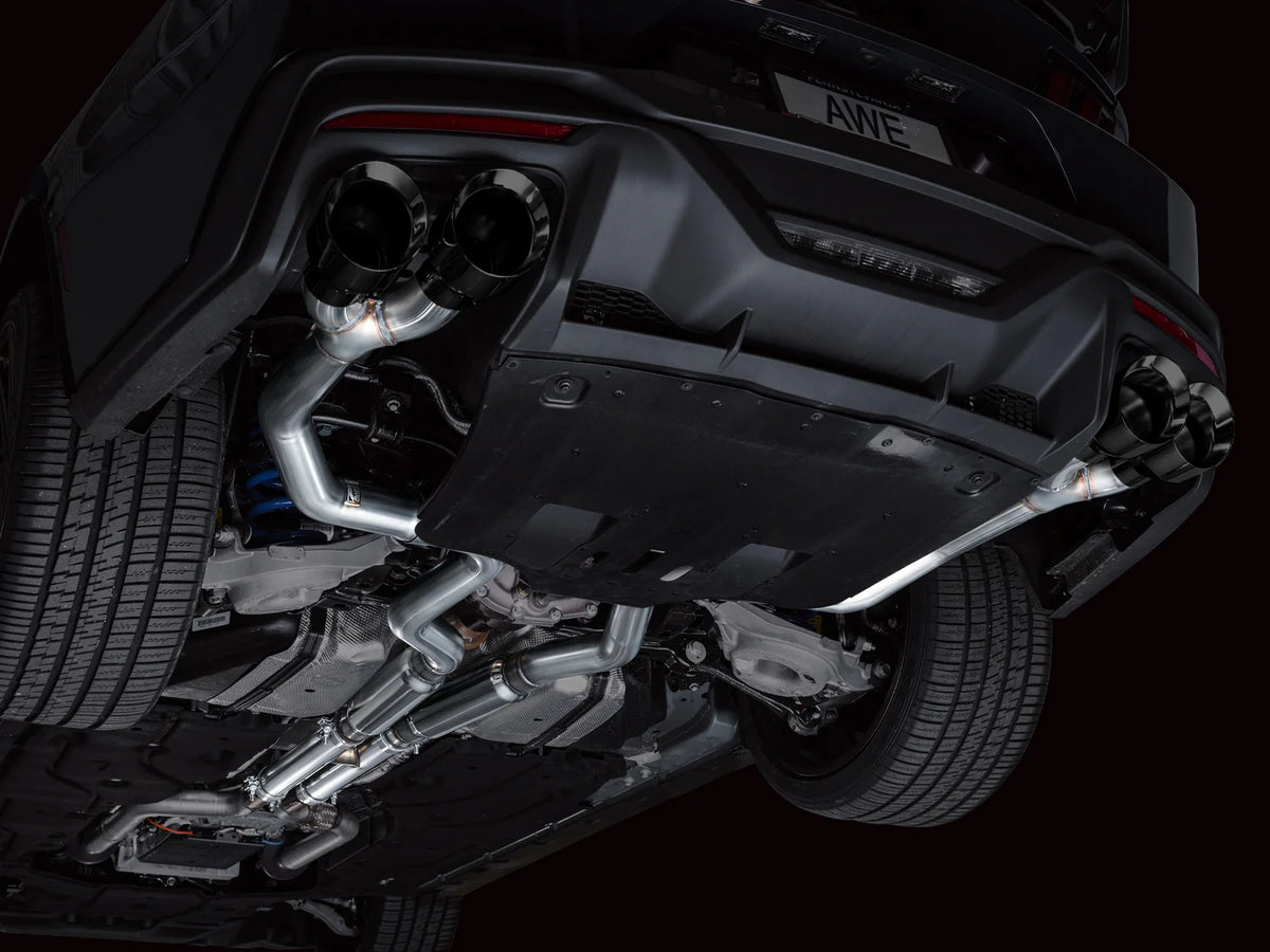 AWE 2024 Ford Mustang Dark Horse S650 RWD Track Edition Catback Exhaust w/ Quad Diamond Black Tips - 3020-43375