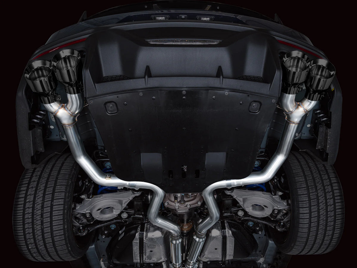AWE 2024 Ford Mustang Dark Horse S650 RWD Track Edition Catback Exhaust w/ Quad Diamond Black Tips - 3020-43375