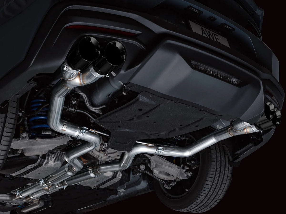 AWE 2024 Ford Mustang GT Fastback S650 RWD Track Edition Catback Exhaust w/ Quad Diamond Black Tips - 3020-43650