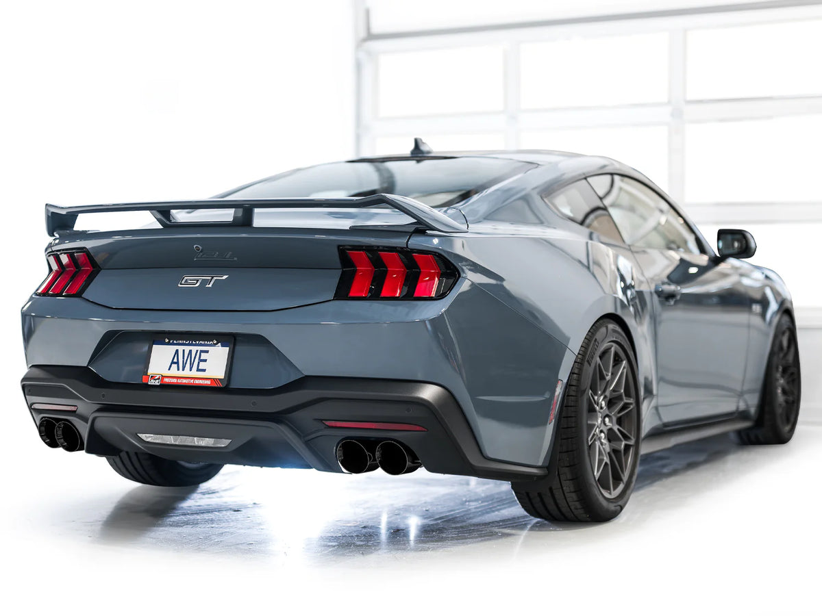 AWE 2024 Ford Mustang GT Fastback S650 RWD Track Edition Catback Exhaust w/ Quad Diamond Black Tips - 3020-43650