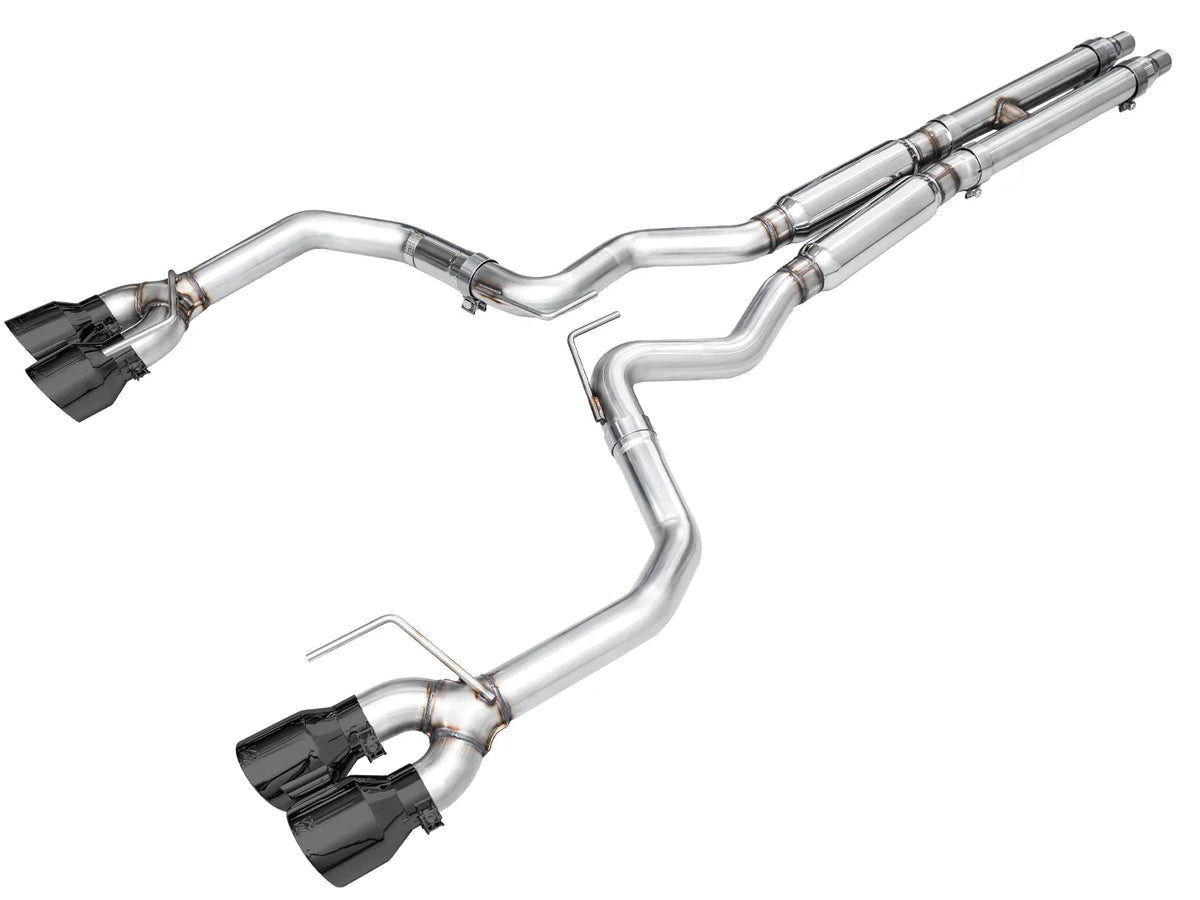 AWE 2024 Ford Mustang GT Fastback S650 RWD Track Edition Catback Exhaust w/ Quad Diamond Black Tips - 3020-43650