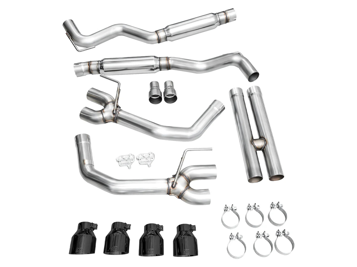 AWE 2024 Ford Mustang GT Fastback S650 RWD Track Edition Catback Exhaust w/ Quad Diamond Black Tips - 3020-43650